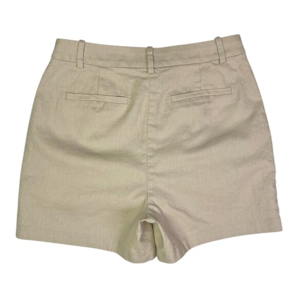 J. Crew Factory Size 2 High Rise Pleated Shorts Tan Lined Linen Blend - Picture 4 of 8